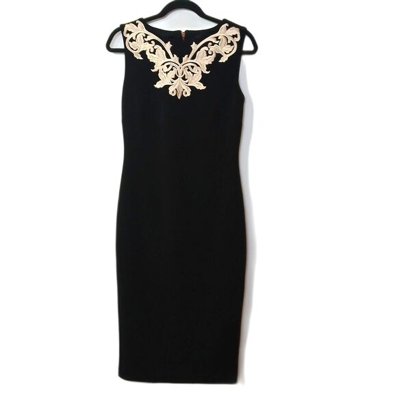 Ted Baker Tammara Black Embroidered Collar Party Cocktail Sheath Dress 3 (8) - Picture 2 of 11